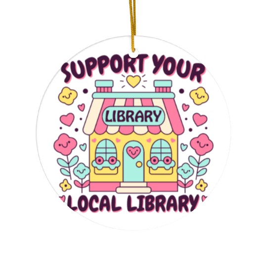 Support Your Local Library Ceramic Ornaments