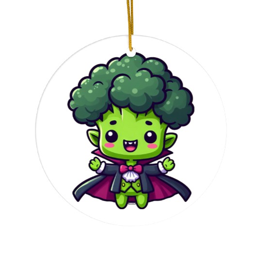 Cute Halloween Broccoli Vampire Cartoon Green Ceramic Ornaments