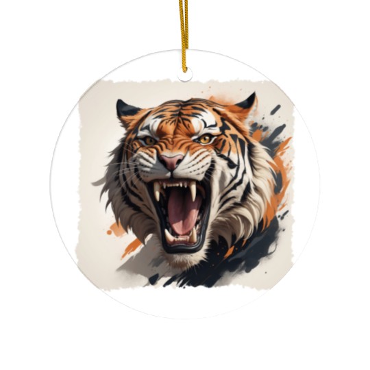 Don't Make a Roaring Tiger Angry Ceramic Ornaments
