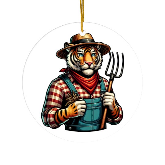 Cute Tiger Farmer Ceramic Ornaments