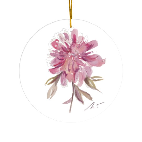 Peony loose watercolor hand-painted Ceramic Ornaments