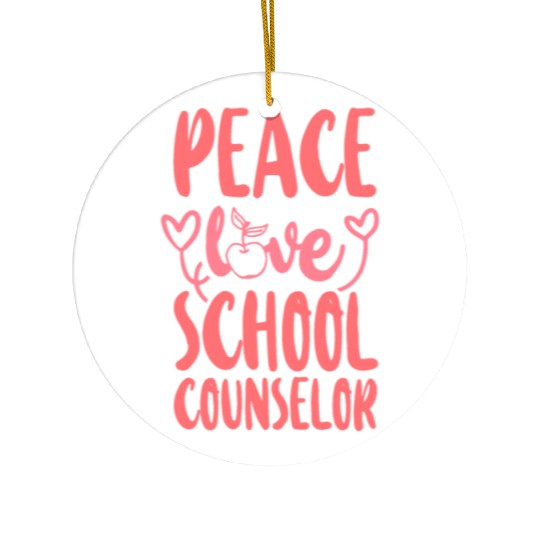 School Counselor Girl Peace Love Ceramic Ornaments