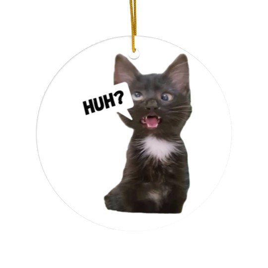 Funny Cross Eyed Cat Meme Huh Funny Cat Ceramic Ornaments