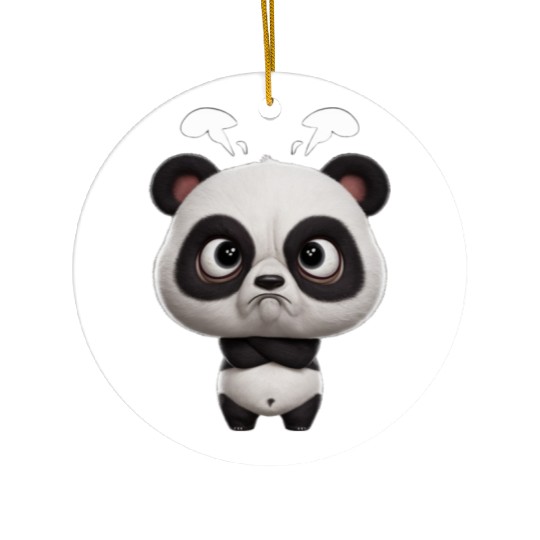 Cute Panda - Kawaii Angry Ceramic Ornaments