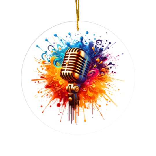 vintage style microphone Ceramic Ornaments
