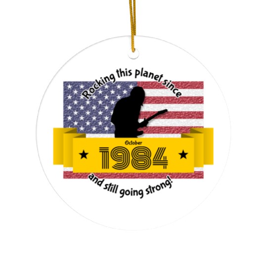 40th birthday Rocking this planet since 10/1984 Ceramic Ornaments