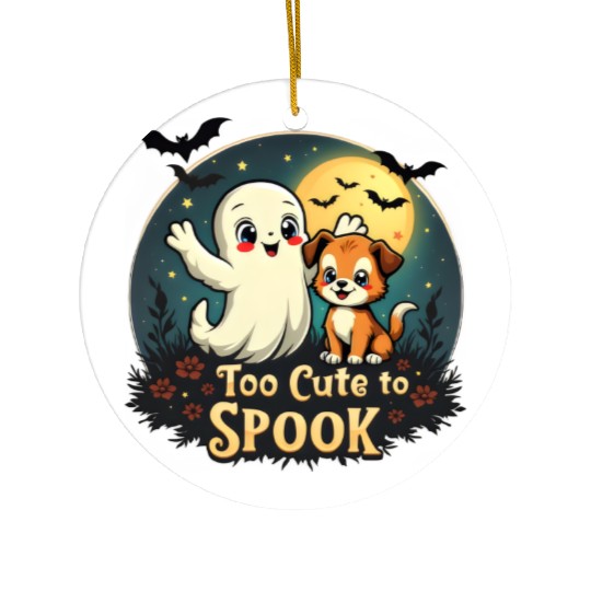 Too Cute To Spook Puppy And Ghost Ceramic Ornaments
