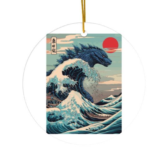 Kaiju Monster Japanese Great Wave Anime Graphic Ceramic Ornaments