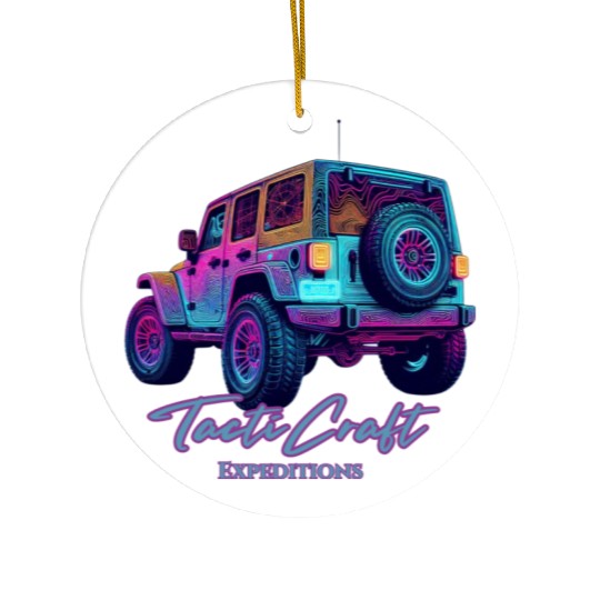 Jeep rear view topographical Ceramic Ornaments