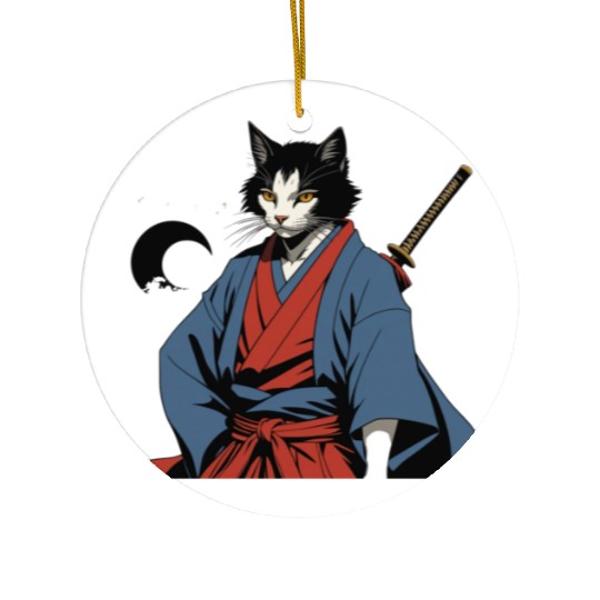 Samurai Cat Ceramic Ornaments