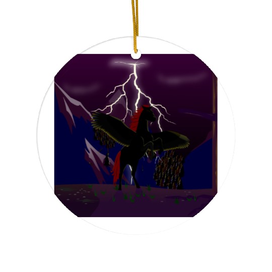 Pegasus Storm at Night Ceramic Ornaments