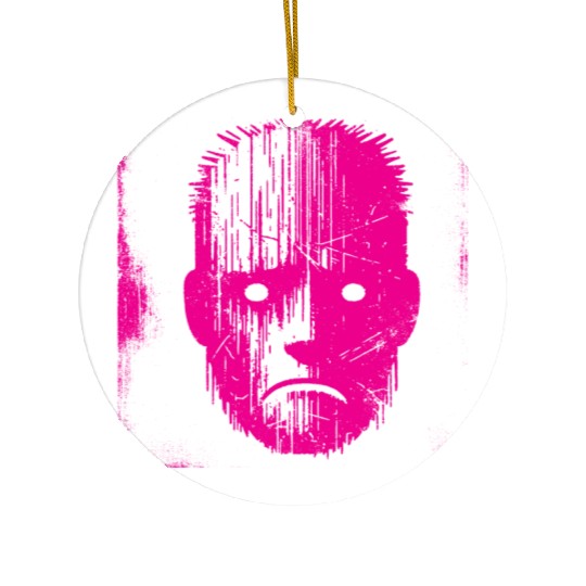 Sad Weird Face Pink Ceramic Ornaments