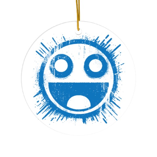Blue Joyful Face Ceramic Ornaments