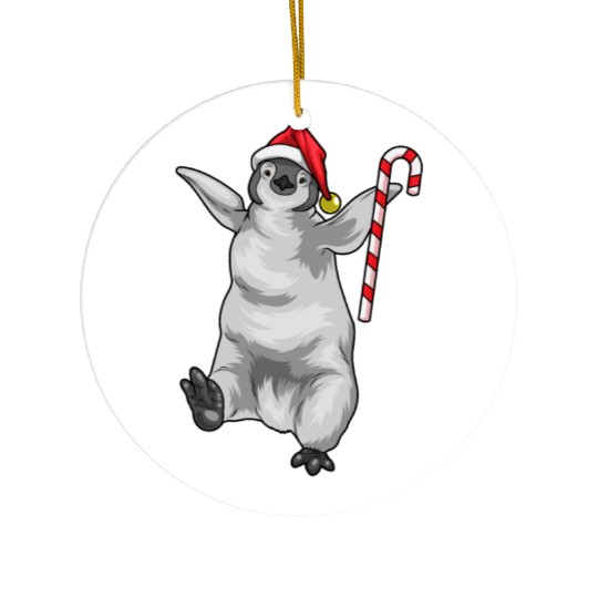 Penguin Christmas Candy cane Ceramic Ornaments