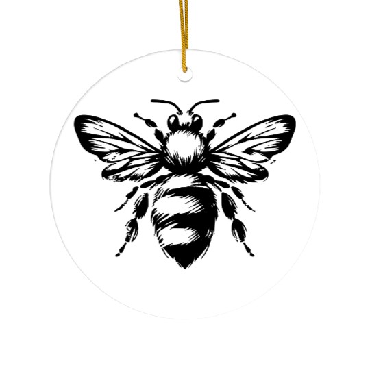 Honey Bee Insect Art Vector path4 Ceramic Ornaments