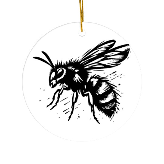 Two Color Wasp Insect Vector Art path4 Ceramic Ornaments