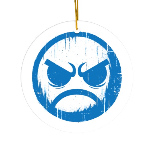 Cool Blue Angry Face Ceramic Ornaments