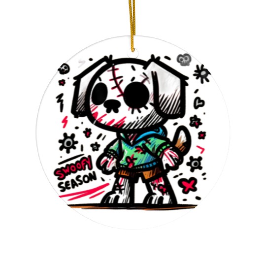 Spooky season zombie dog Ceramic Ornaments