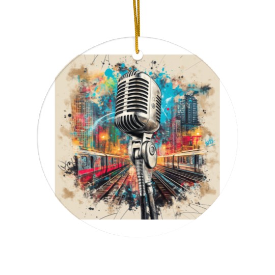 NYC Microphone AT Subway Ceramic Ornaments