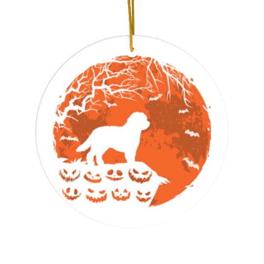 GoldenDoodle And Moon Halloween Funny Dog Lover Ceramic Ornaments