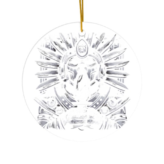 Aztec Warrior Mask with Tribal Art and Ancient Ceramic Ornaments