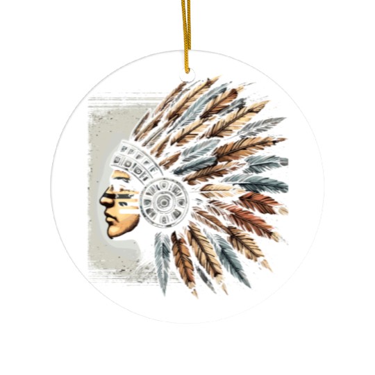 Aztec Warrior Mask with Tribal Art and Ancient Ceramic Ornaments