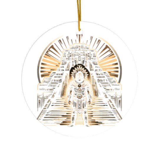 Aztec Warrior Mask with Tribal Art and Ancient Ceramic Ornaments