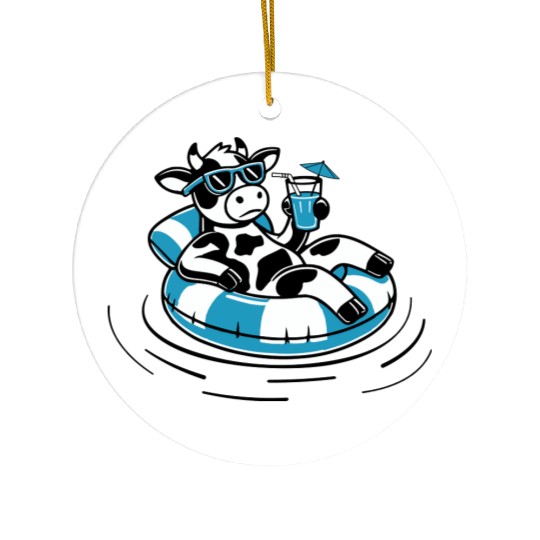 Cool Cow Float Ceramic Ornaments