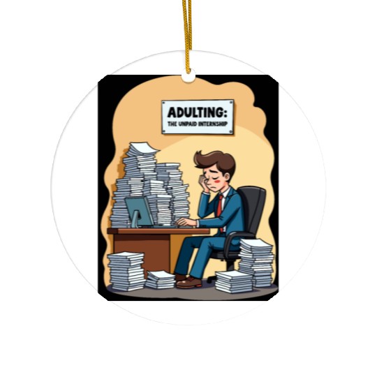 Adulting: The Unpaid Internship - Office Humor Ceramic Ornaments