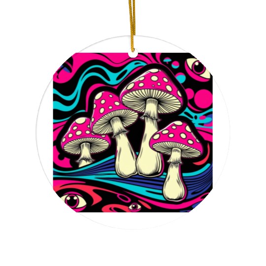 Psychedelic Shrooms: Neon Fungi Fantasy Ceramic Ornaments