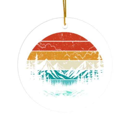 Retro Sunset Mountains Nature Outdoor Hiking Ceramic Ornaments