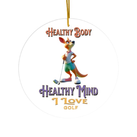 kangaroo playing golf Ceramic Ornaments