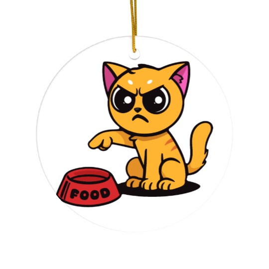 Hangry cat says "Where's my food!?" Ceramic Ornaments