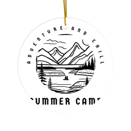 Adventure and Chill Summer Camp Mountain Ceramic Ornaments