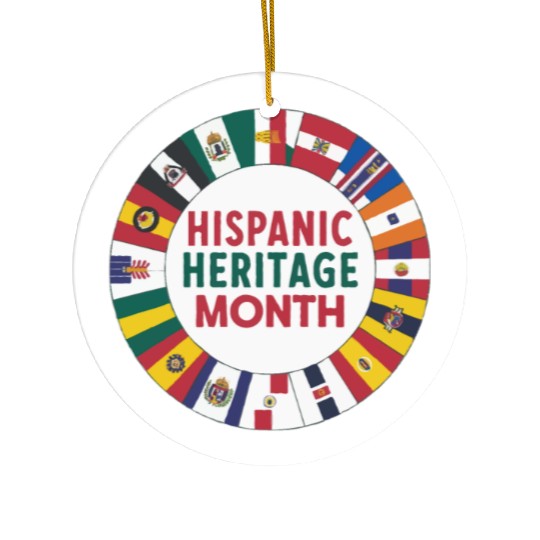 Hispanic Heritage Circle Unity of Flags Ceramic Ornaments