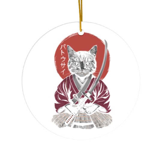 Neko Battousai Samurai Cat Classic Ceramic Ornaments