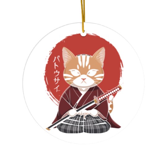 Neko Battousai Samurai Cat Classic Ceramic Ornaments