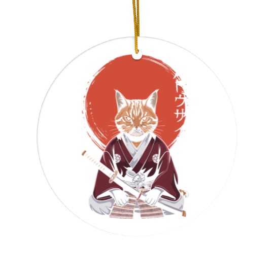 Neko Battousai Samurai Cat Classic Ceramic Ornaments