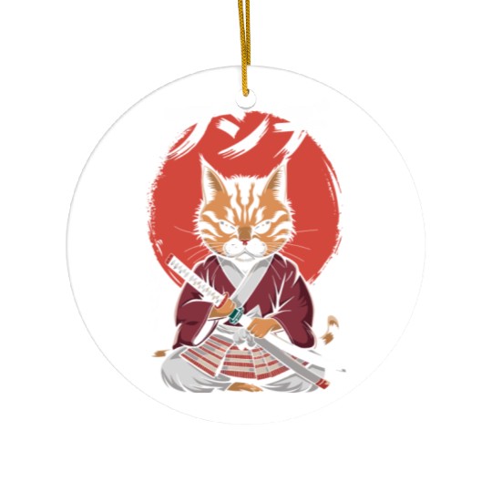 Neko Battousai Samurai Cat Classic Ceramic Ornaments