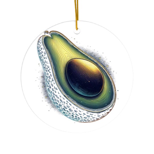 Avocado food art vegan design 4 Ceramic Ornaments