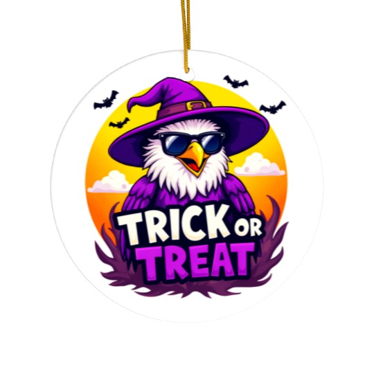 "Trick or Treat" Eagle: Spooky Halloween Fun! Ceramic Ornaments