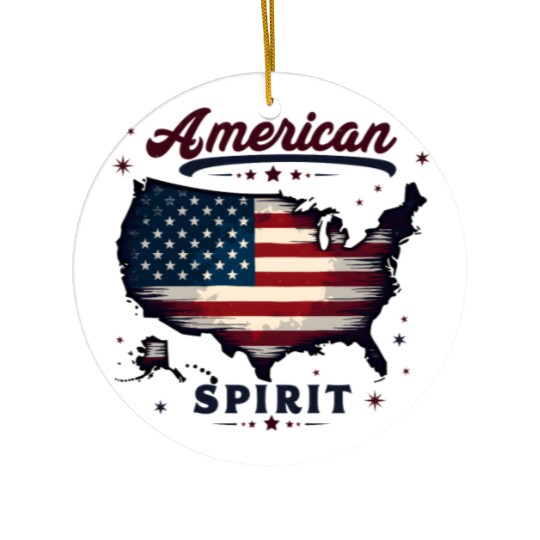 American Spirit Patriotic USA Flag Ceramic Ornaments