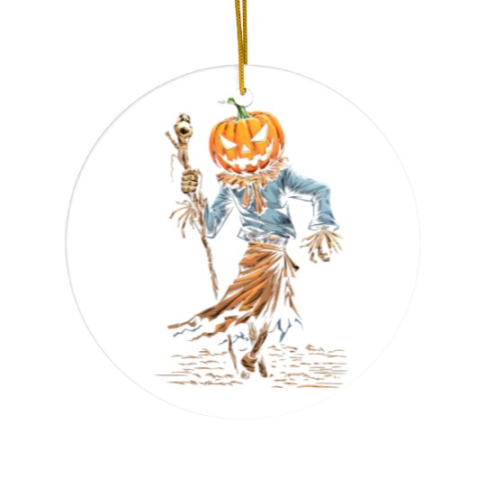 Spooky Halloween Scarecrow Ceramic Ornaments