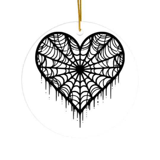 Heart spider web halloween hearts path7 Ceramic Ornaments