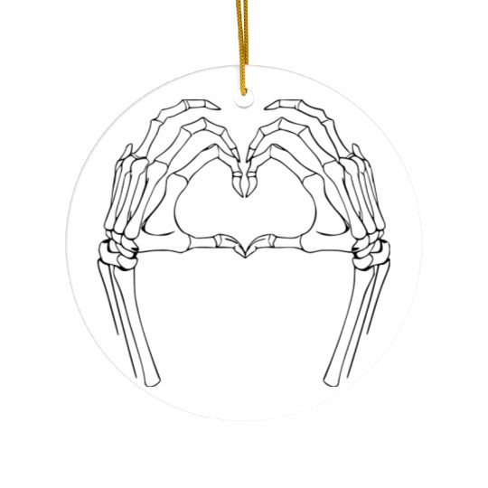 Heart skeleton hands halloween hearts vector path2 Ceramic Ornaments