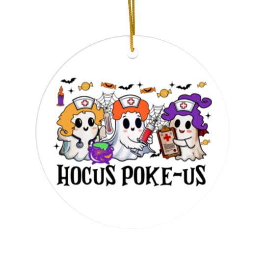 Hocus Poke us Witch Nurse Halloween Ceramic Ornaments