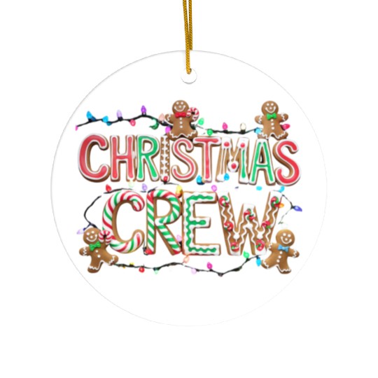 Gingerbread and Candy Christmas Crew with Lights Ceramic Ornaments