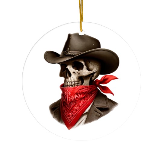 Cowboy Skeleton Skull Bandit Ceramic Ornaments