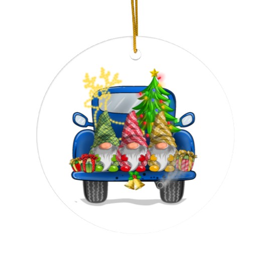 Christmas Truck Cute Gnomes Ceramic Ornaments