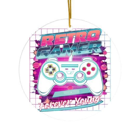 Retro Gamer Forever Young 01 Ceramic Ornaments